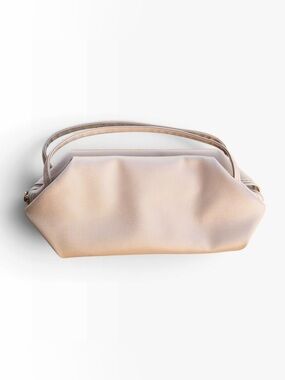 Elizabeth Arden Vintage Beige Satin Foldover Shoulder Bag Purse